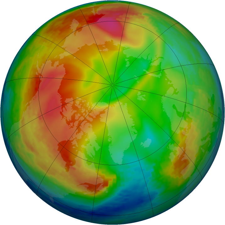 Arctic ozone map for 06 January 1994